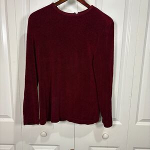 VTG Caron Petite Top Womens 12 Burgundy Textured Minimalist Y2K Classic Chic